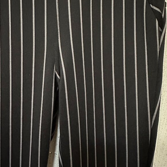 Black Pinstripe High Waist Stretch Pants - Picture 5 of 9